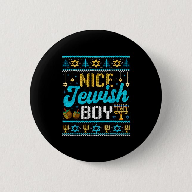 Funny Ugly Hanukkah Sweater Nice Jewish Boy Matchi Knapp (Framsida)