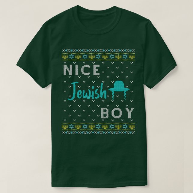 Funny Ugly Hanukkah Sweater Nice Jewish Boy T Shirt (Design framsida)