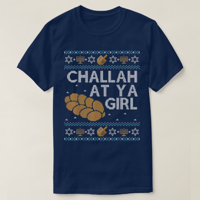 Funny Ugly Hanukkah Sweater Shirt Challah At Ya Gi T (Design framsida)