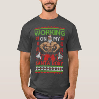 Funny Ugly jul Gym Weightlift Arbetar på T Shirt