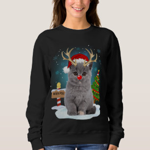 Funny Ugly Sweater Cat Reindeer North Pole Christm T Shirt