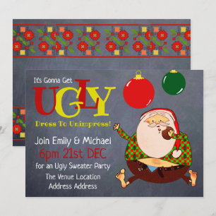 FUNNY UGLY SWEATER Jul Inbjudan-kalkbrädet Inbjudningar