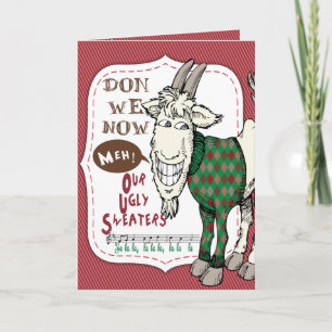 FUNNY Ugly Sweater Meh Goat-julkort Helgdag Card Helgkort