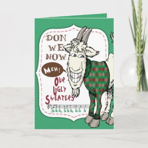 FUNNY Ugly Sweater Meh Goat julkort Helgdag Helgkort