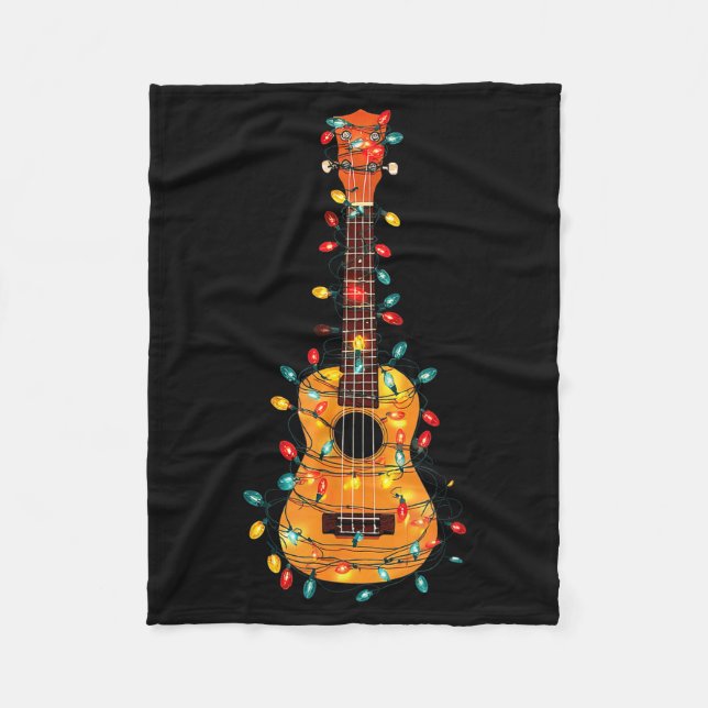 Funny Ukulele Christmas Graphics Lights Lover Play Fleecefilt (Framsidan)
