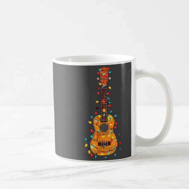 Funny Ukulele Christmas Graphics Lights Lover Play Kaffemugg (Höger)