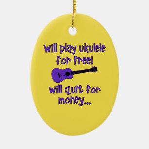 Funny Ukulele Julgransprydnad Keramik