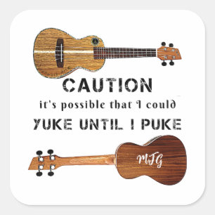 Funny Ukulele Musician Humor Fyrkantigt Klistermärke
