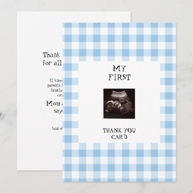 Funny Ultralund Blue Baby Shower Tack Inbjudningar (Fram/baksida)