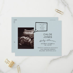 Funny Ultrasound Baby Shower Blue-inbjudan Inbjudan Vykort