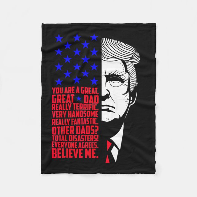 Funny Underbar Pappa Donald Trump Fars dag Gift Te Fleecefilt (Framsidan)