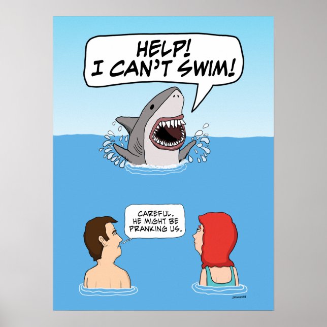 Funny Underbar Shark Lurass Swimmers Poster (Framsidan)