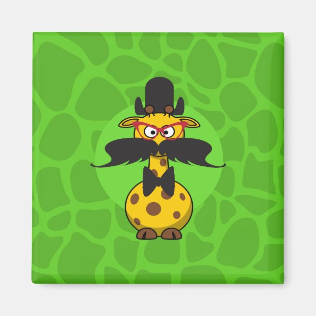 Funny Undercover Giraffe in Mustache Disguise Magnet (Framsidan)