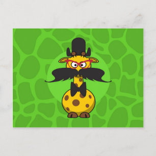 Funny Undercover Giraffe in Mustache Disguise Vykort