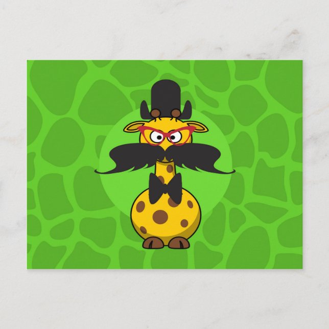 Funny Undercover Giraffe in Mustache Disguise Vykort (Framsida)