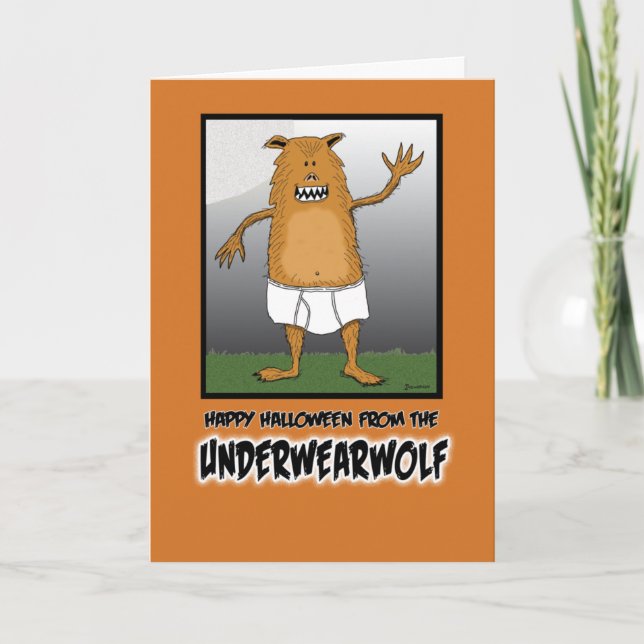 Funny Underwearvargen Halloween Kort (Framsida)