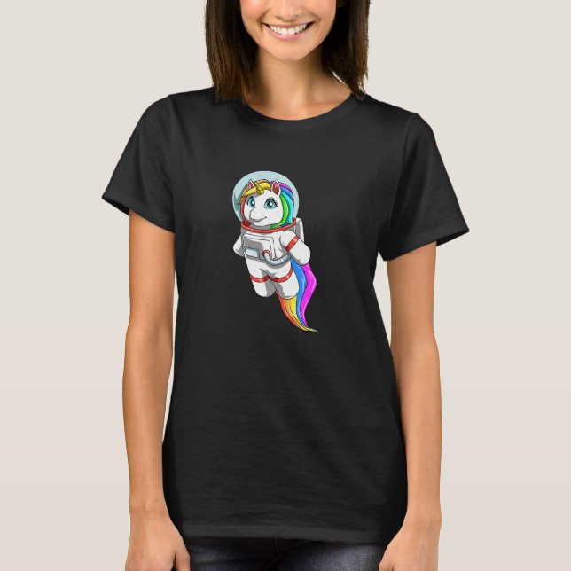 Funny unicorn as astronaut Premium T Shirt (Framsida)