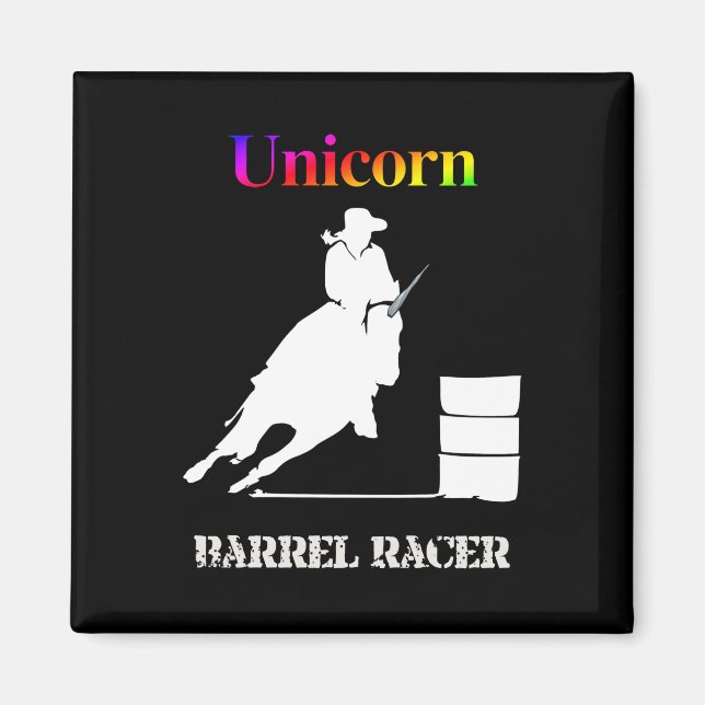 Funny Unicorn Barrel Racer Magnet (Framsidan)