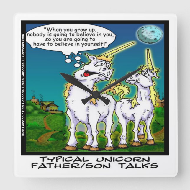 Funny Unicorn Family Bonding Clock Fyrkantig Klocka (Framsida)
