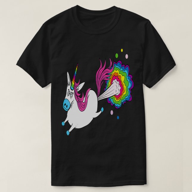 Funny Unicorn Farting Rainbow T Shirt (Design framsida)