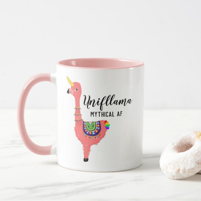 Funny Unicorn Flamingo Llama Inspiring Unifllama Mugg (Med munk)