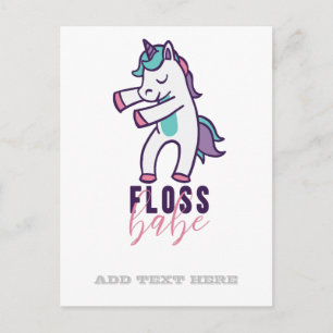Funny Unicorn Floss Babe Coola Dancing Vykort