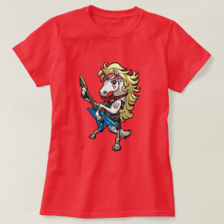 Funny Unicorn Glam Metal Hard Rock Guitar Cartoon T Shirt