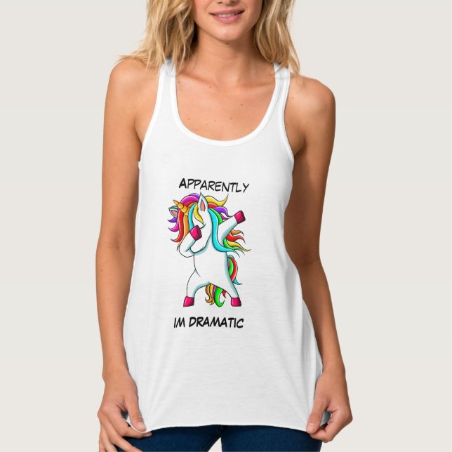 FUNNY UNICORN I'm Dramatic Linne Med Racerback (Framsida)
