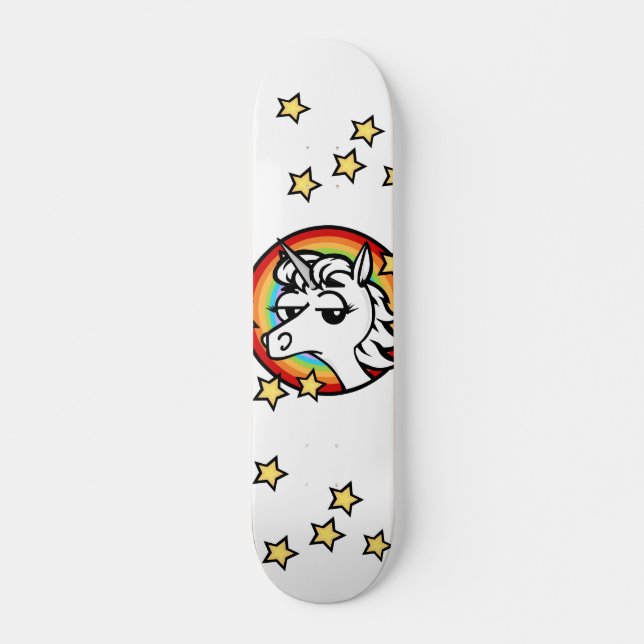 FUNNY UNICORN MED RAINBOW GRAPHIC SKATEBOARD (Framsida)