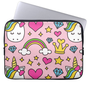 Funny Unicorn Mönster Rosa Magic Horse Cute Laptop Fodral