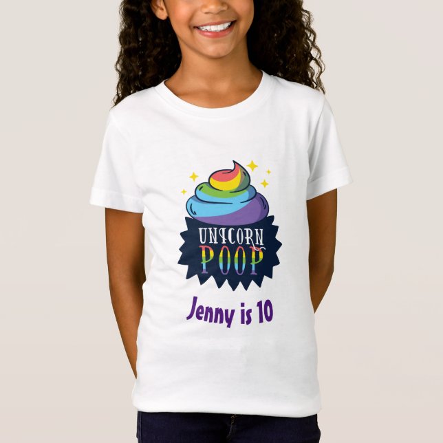Funny Unicorn Poop Emoji Rainbow Cute Birthday T Shirt (Framsida)