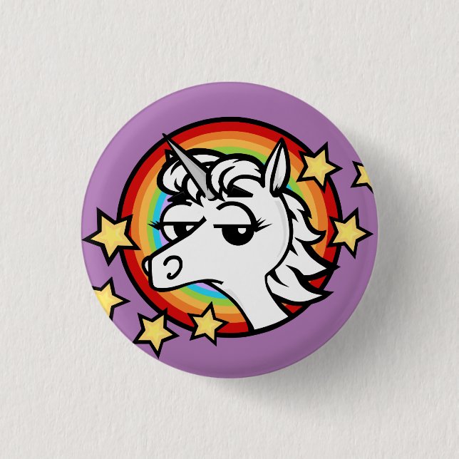 FUNNY UNICORN ROUND BUTTON KNAPP (Framsida)