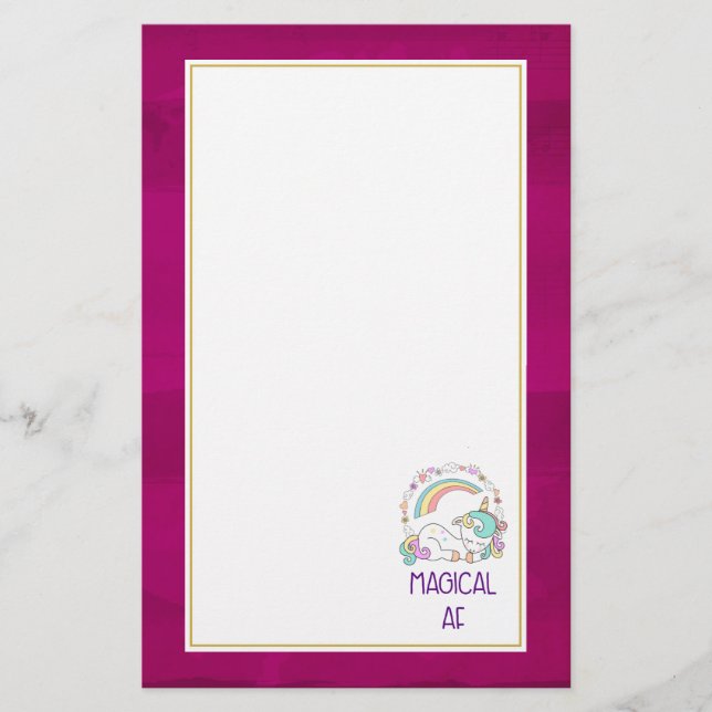 Funny Unicorn Sayed Magic AF Brevpapper (Framsida)