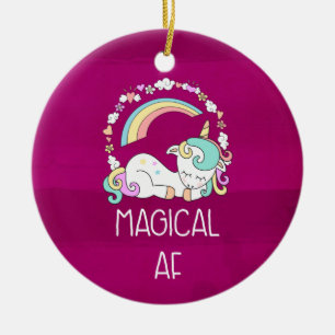 Funny Unicorn Sayed Magic AF Julgransprydnad Keramik