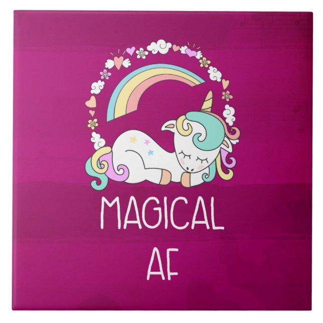 Funny Unicorn Sayed Magic AF Kakelplatta (Framsidan)