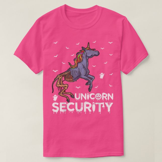 Funny Unicorn Security Scary Skeleton Unicorn Hall T Shirt (Design framsida)