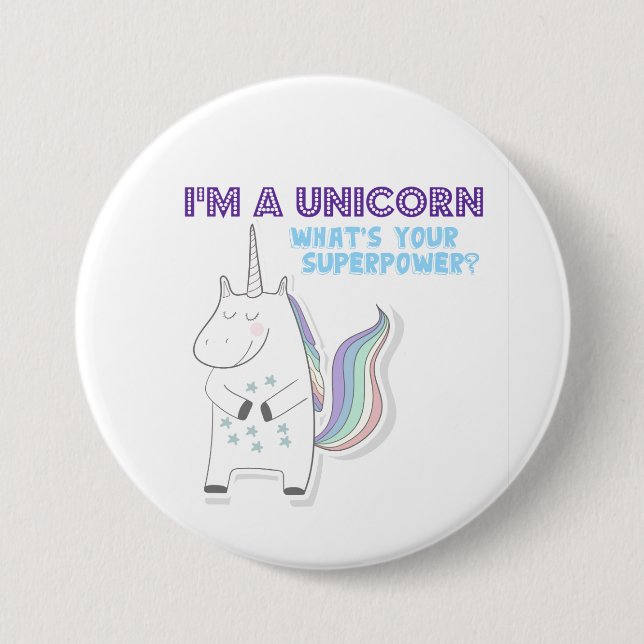 Funny Unicorn Superpower Knapp (Framsida)