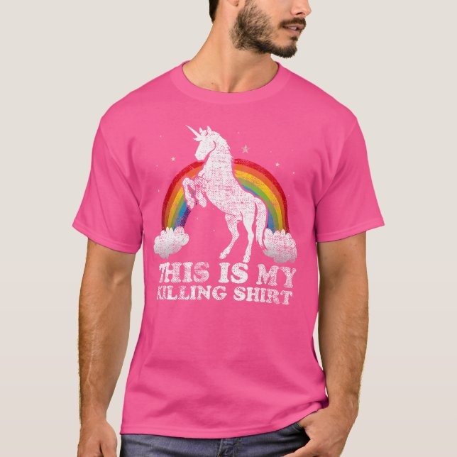 Funny Unicorn This Is My Killing Distressed T Shirt (Framsida)