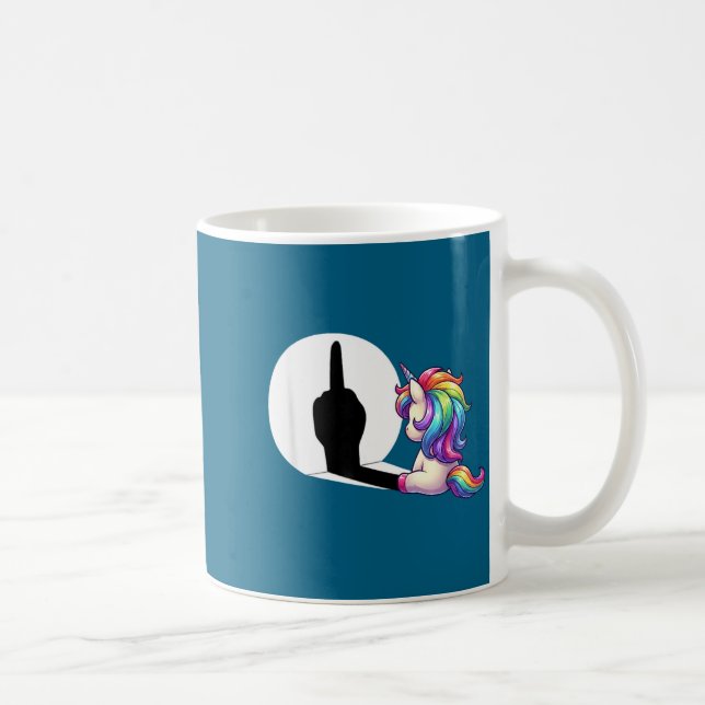 Funny Unicorn With Middle Finger Morning Grouch  Kaffemugg (Höger)