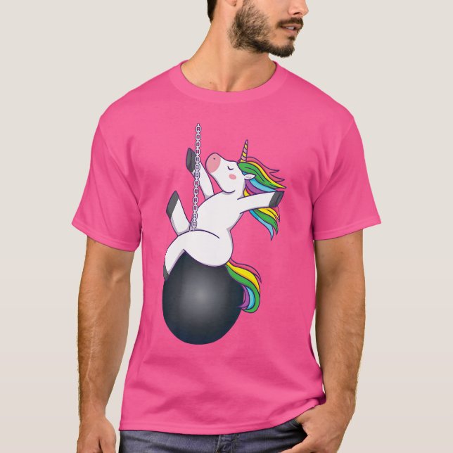 Funny Unicorn Wrecking Boll som säger T Shirt (Framsida)