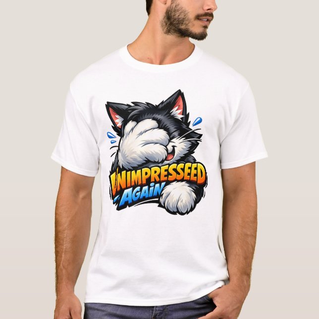 Funny Unimpressed Cat Basic T-Shirt - Grumpy (Framsida)
