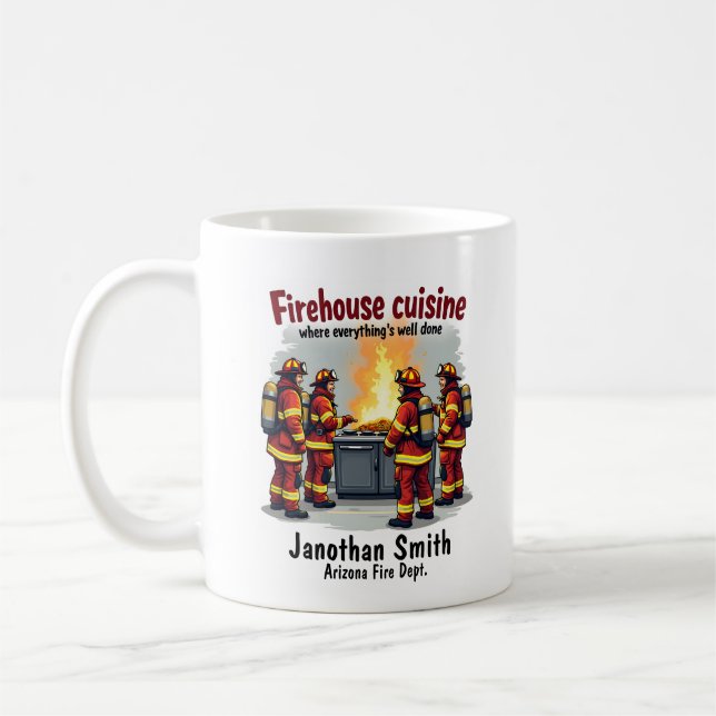 Funny Unique Cooking Firefighter  Kaffemugg (Vänster)