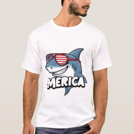 Funny USA Flag Sunglasses Cool American Cute SharK T Shirt