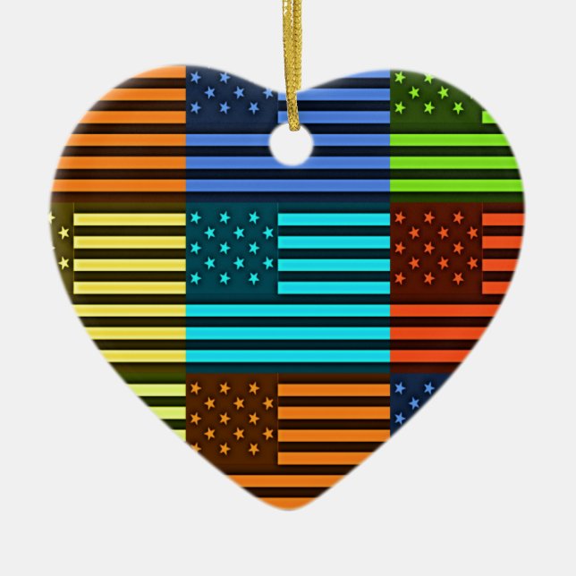 Funny USA flagga Julgransprydnad Keramik (Framsidan)