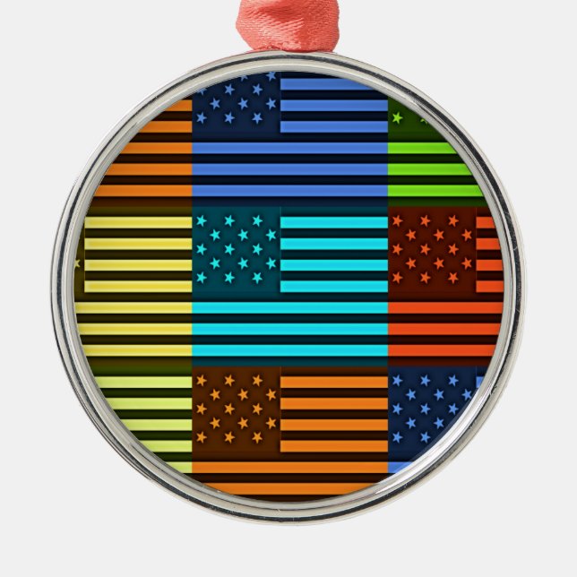 Funny USA flagga Julgransprydnad Metall (Framsidan)