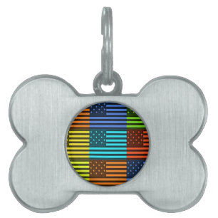 Funny USA flagga Namnbricka Husdjur