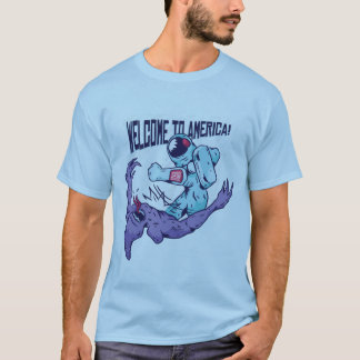 Funny Usa Space Force Astronaut Slår en Alien T Shirt