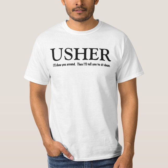 Funny Usher Anpassade Bröllopsfest Shirt T-shirt (Framsida)