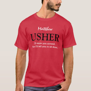Funny Usher-Anpassade Bröllopsfest V03 RED T Shirt