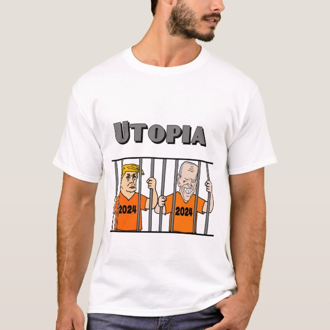 Funny Utopia Biden och Trump i juni 2024 T Shirt (Framsida)